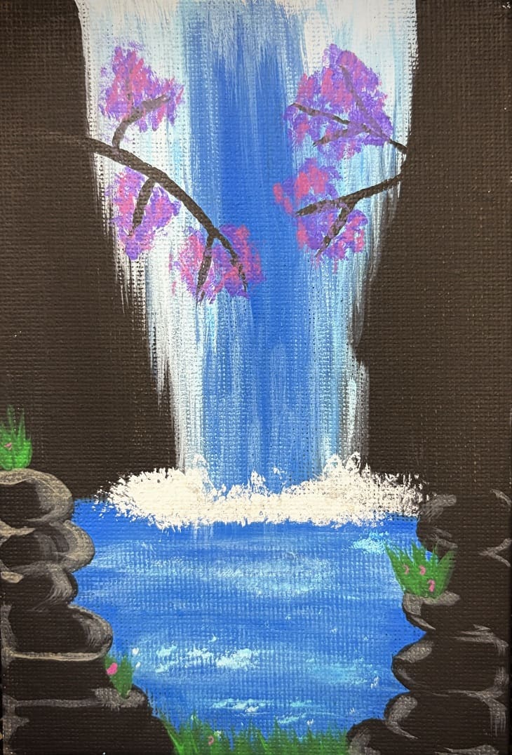 Waterfall acrylic painting